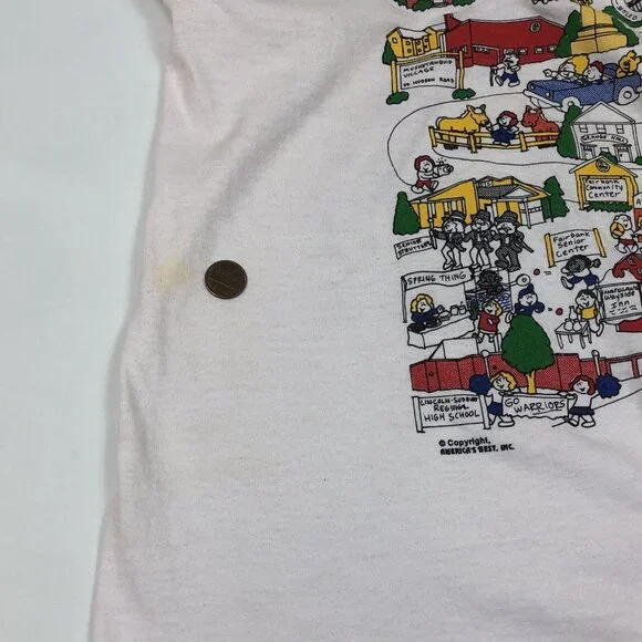 Vintage Sudbury Massachusetts Cartoon Town Americas Best Screen Stars T-Shirt - Picture 12 of 14